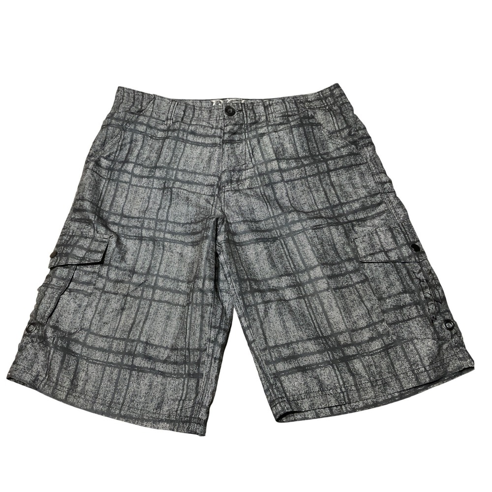 No Fear Men's Shorts Size 36 Gray Patterned Y2K Skate Streetwear Vintage Style